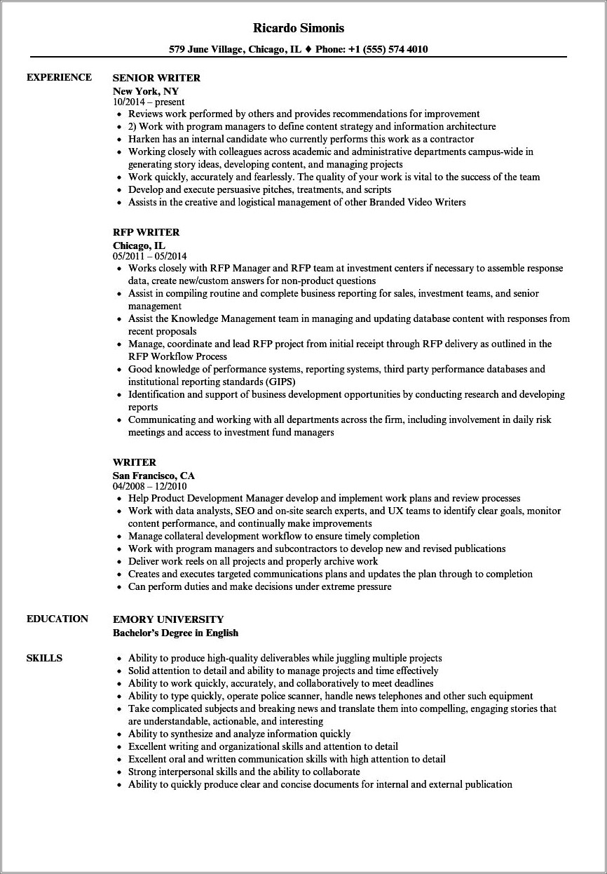 Sample Writte Review Of A Resume