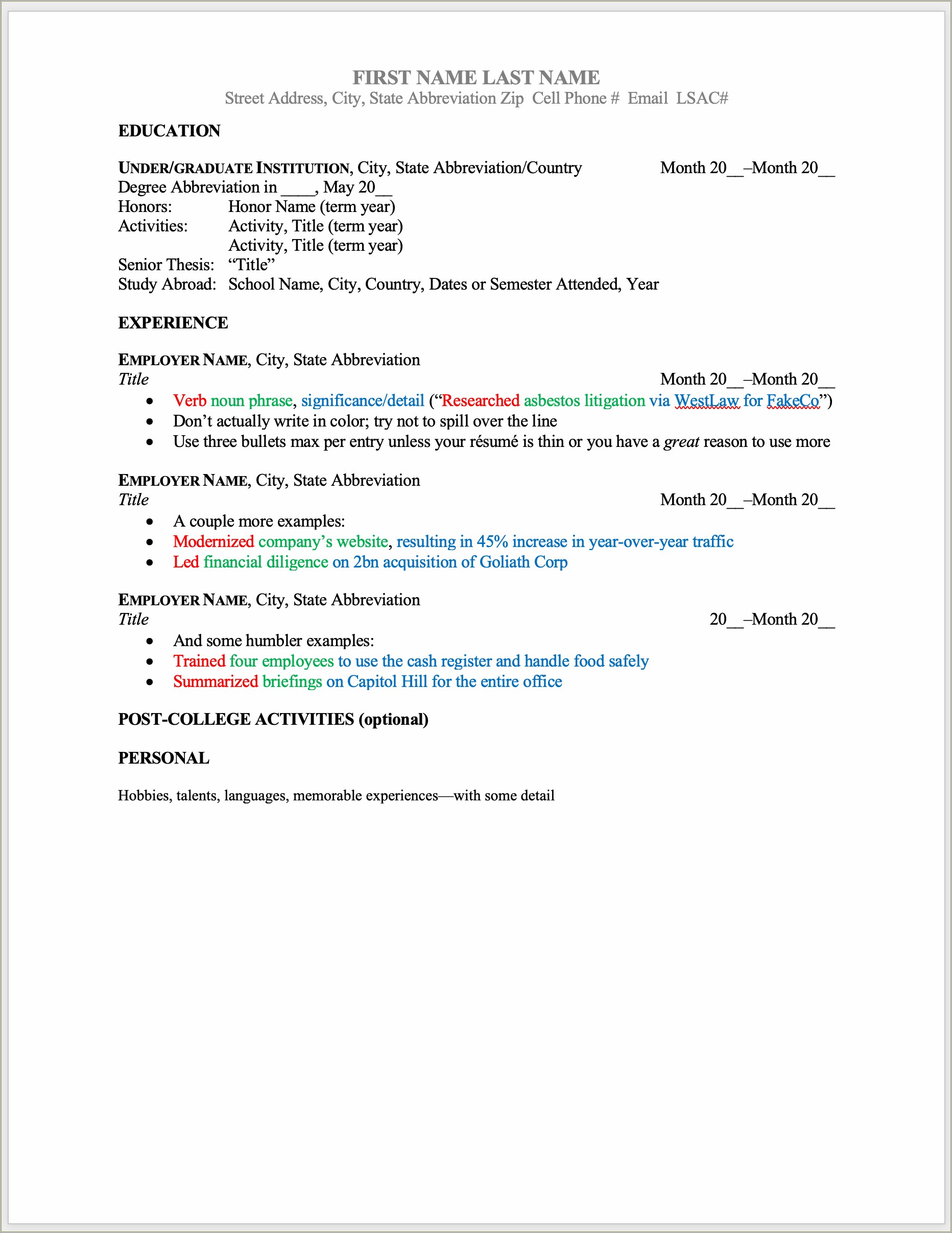 Sample Yale Undergraduate Senior Resume Pdf