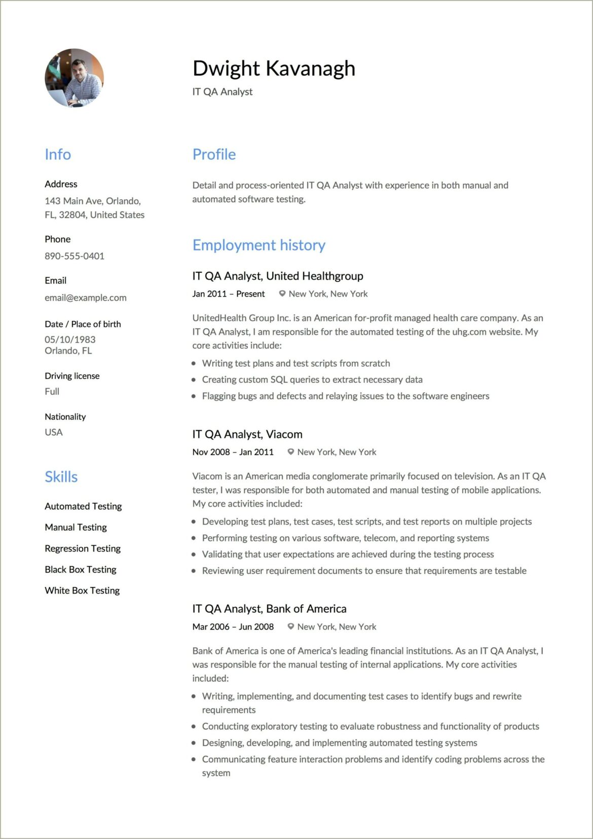 Samples Creative Summaries For Resume Qa Engineer