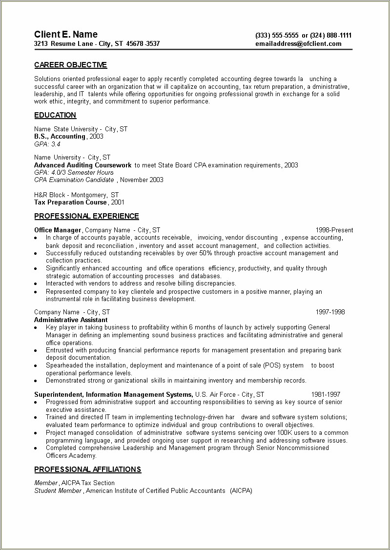 Samples Of Entry Level Resumes For Administrative Professionals