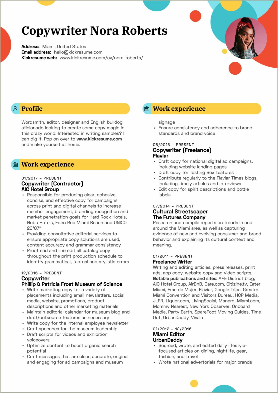 Samples Of Freelance Writer's Resumes