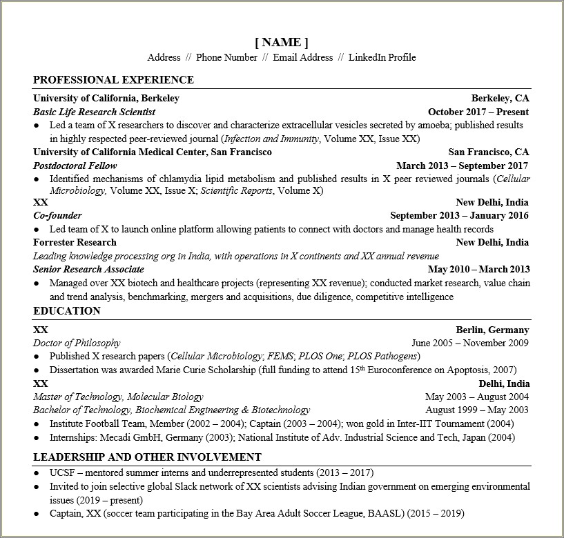 Samples Of Good Resume For Mba Students