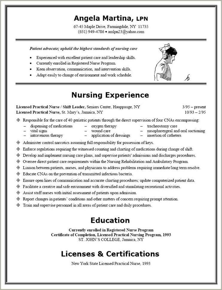 Samples Of Objectives For Resume Lpn