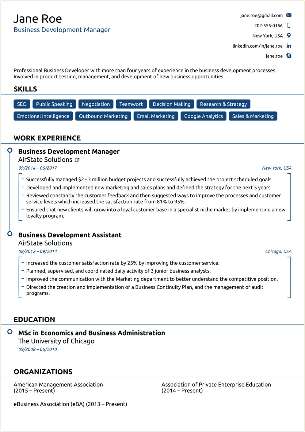 Samples Of Resumes Using A Previous Experience Section