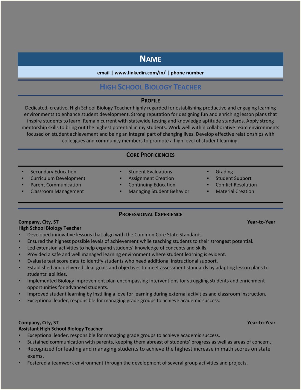 Samples Of Resumes With High School