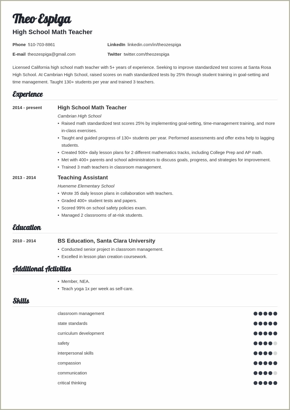 Samples Of The Education Section Of A Resume