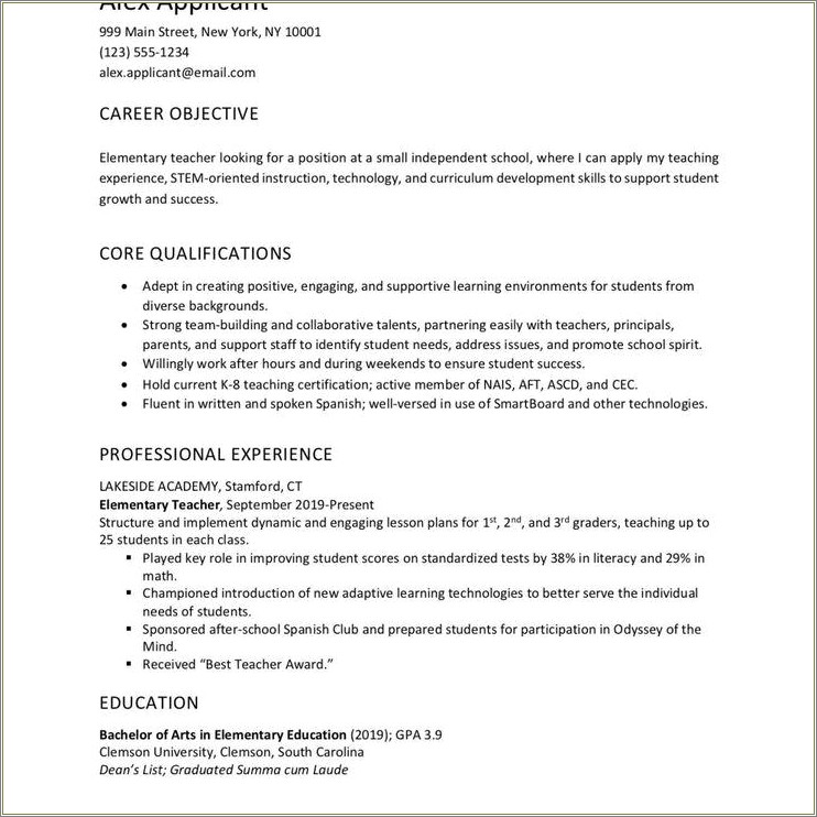 Samples Of The Objective For A Resume