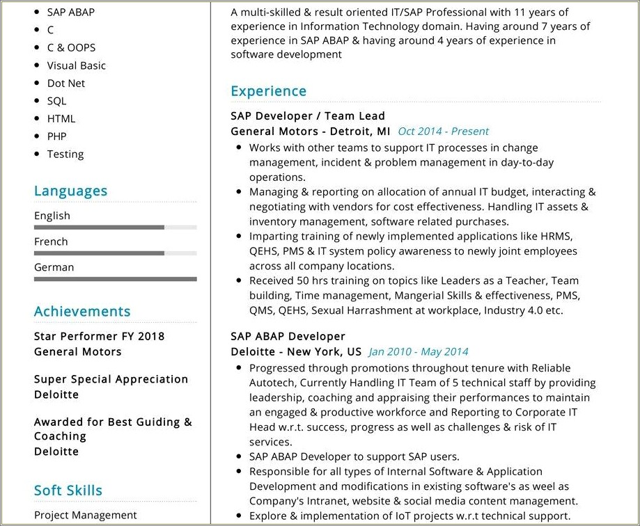 Sap Basis 4 Years Experience Resume