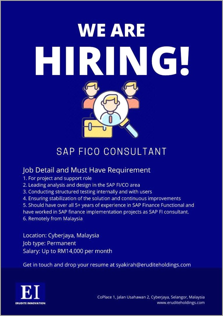 Sap Fico Consultant 3 Years Experience Resumes