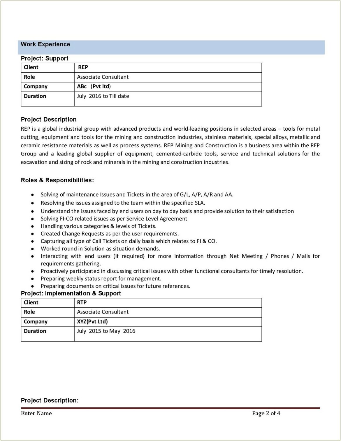 Sap Fico Resume 3 Years Experience Download