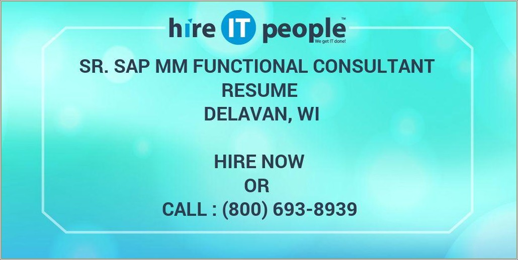 Sap Mm Functional Consultant Resume Sample