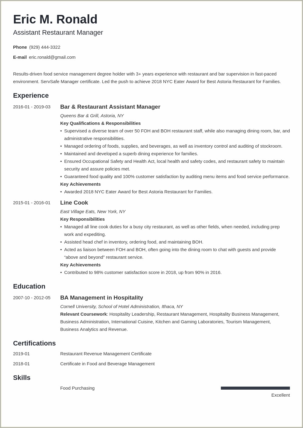 School Cafeteria Manager Job Description For Resume