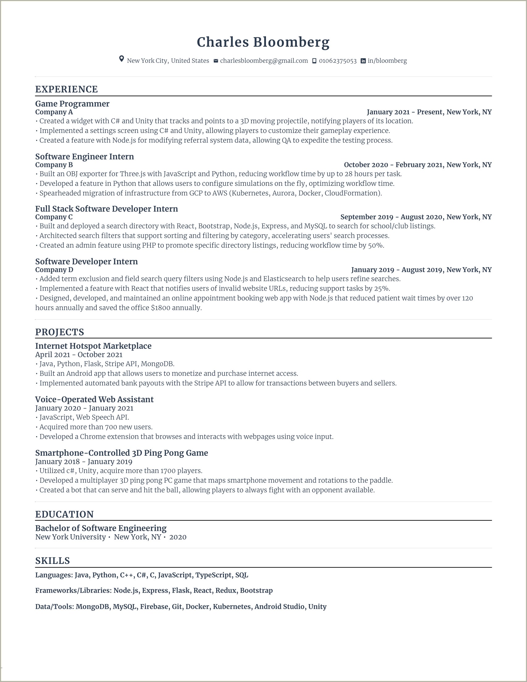 School Of Education Resume Guides Nyu