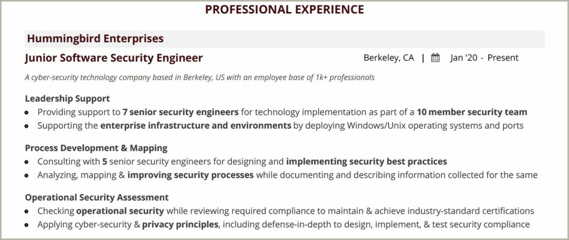 Security Objective For Resume With No Experience
