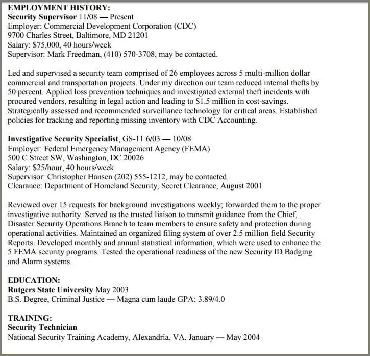 Send Private And Federal Resume For Federal Job
