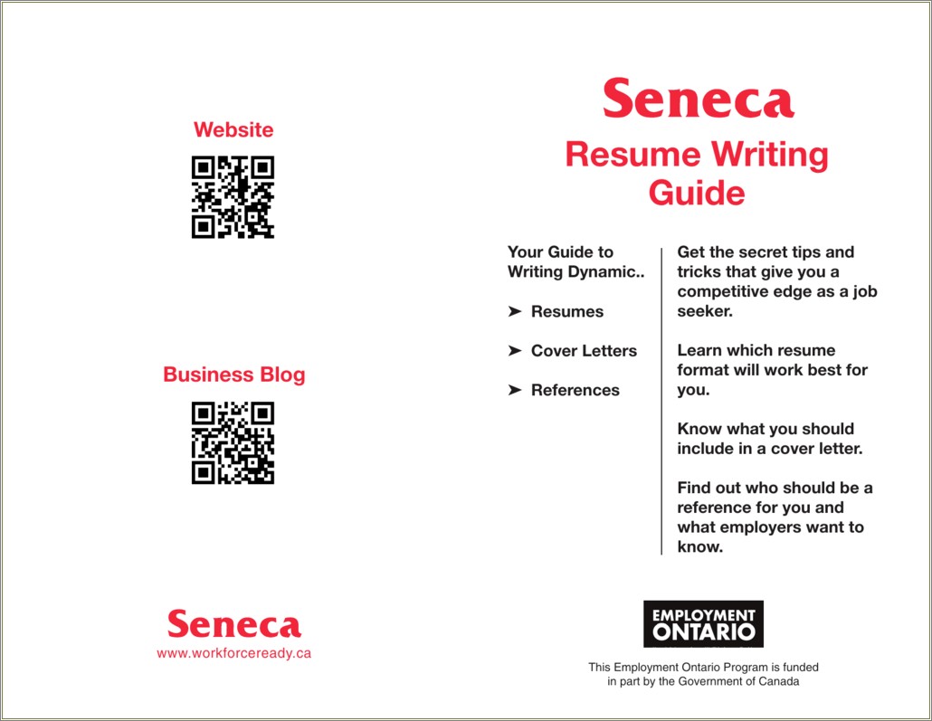 Seneca College Resume And Cover Letter Guide Pdf