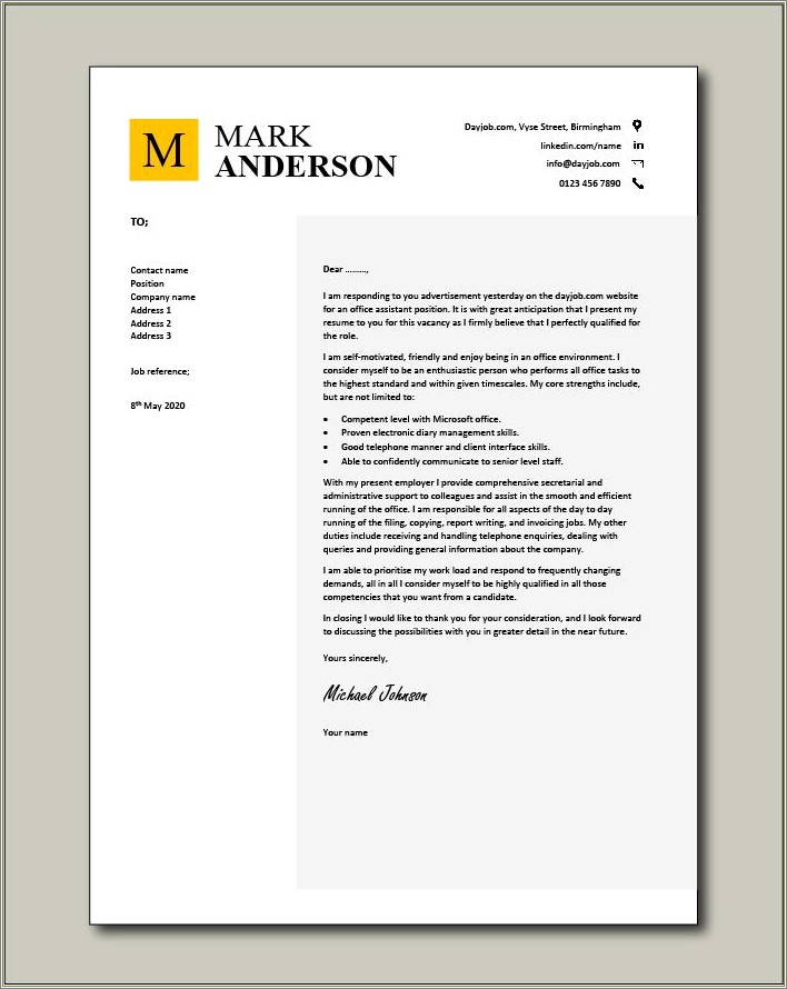 Senior Administrative Assistant Resume Example Cover Letter