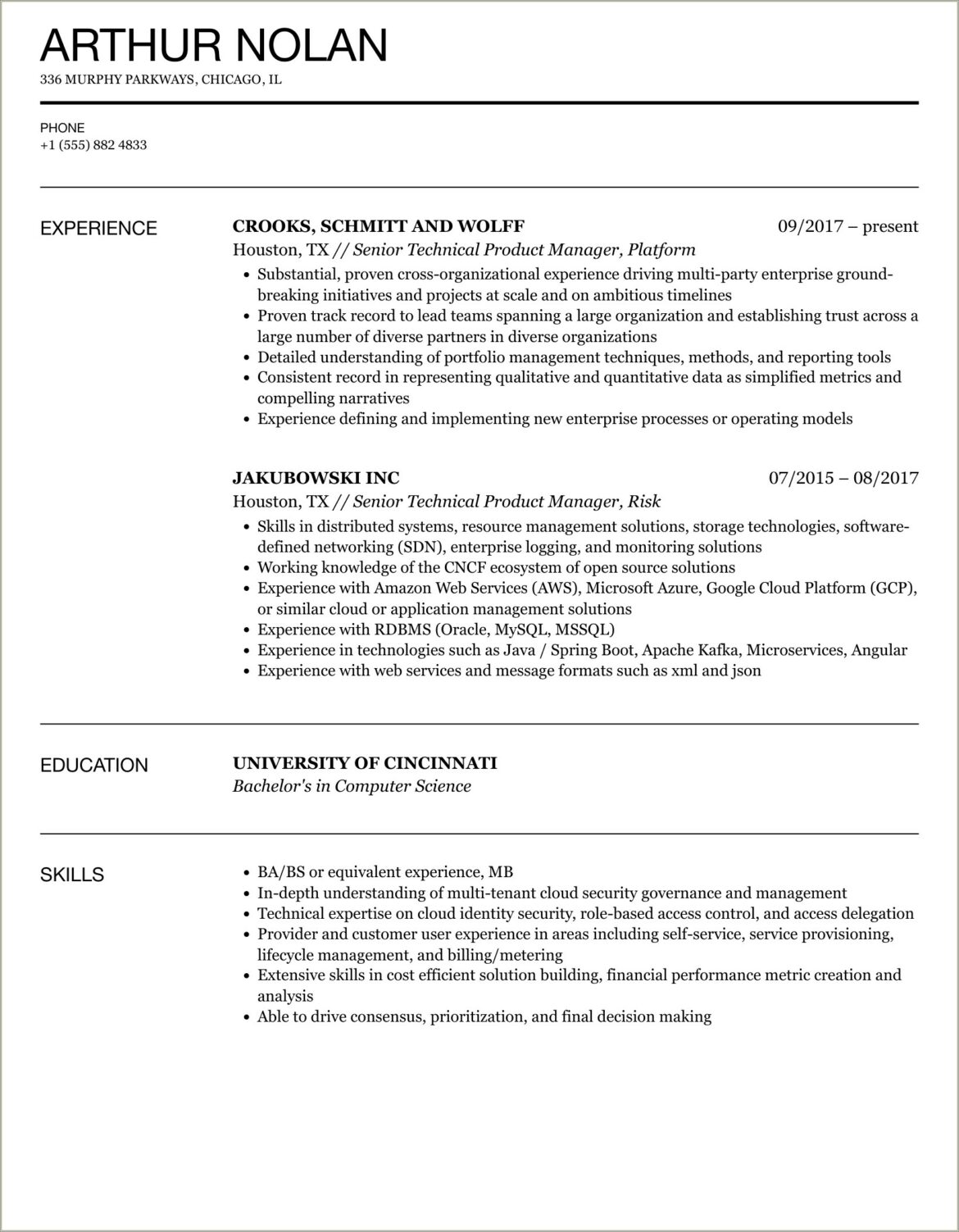 Senior Product Manager Resume Summary Great Examples