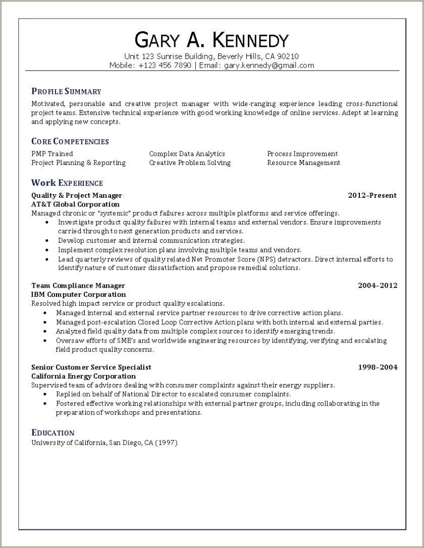 Senior Project Manager Health Care Resume Examples