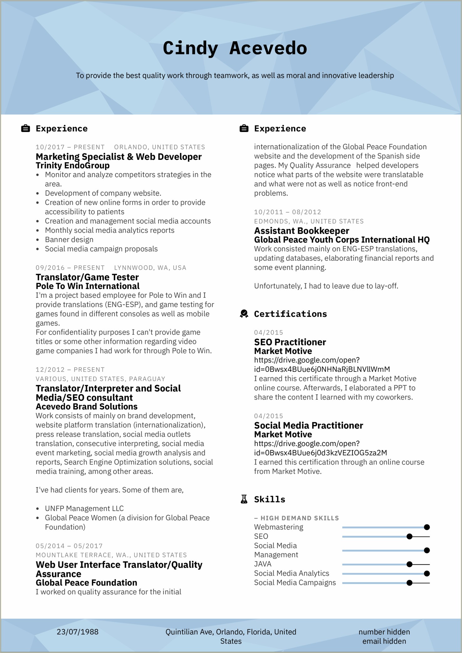 Seo Works For Project Management Resume