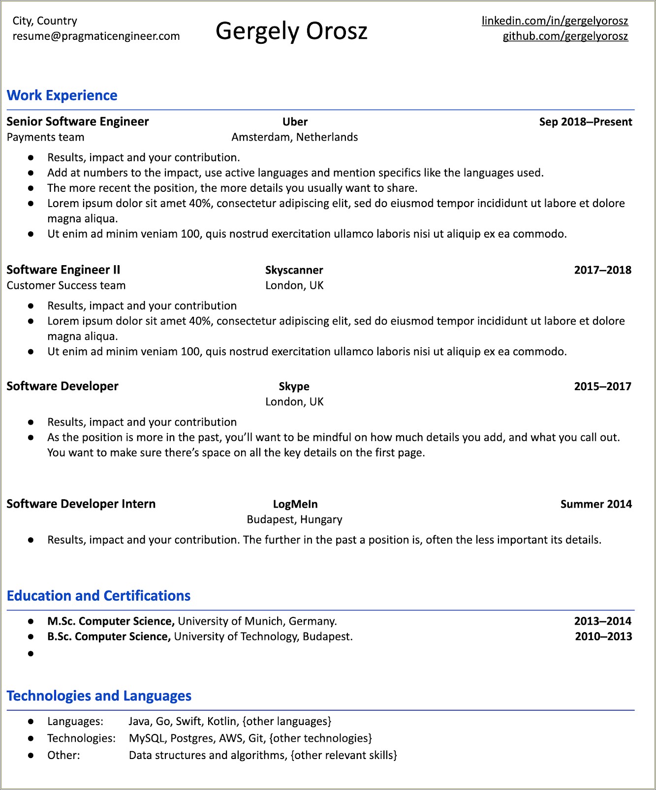 Seperating Technical Skills By Skill Level On Resume