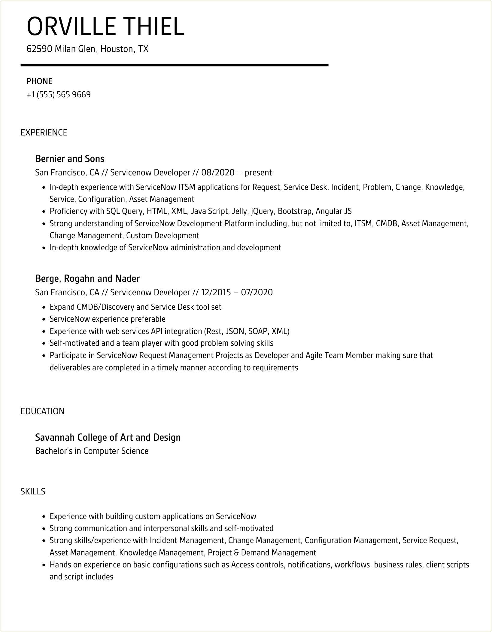 Servicenow Resume With Performance Analytics Experience Hire It