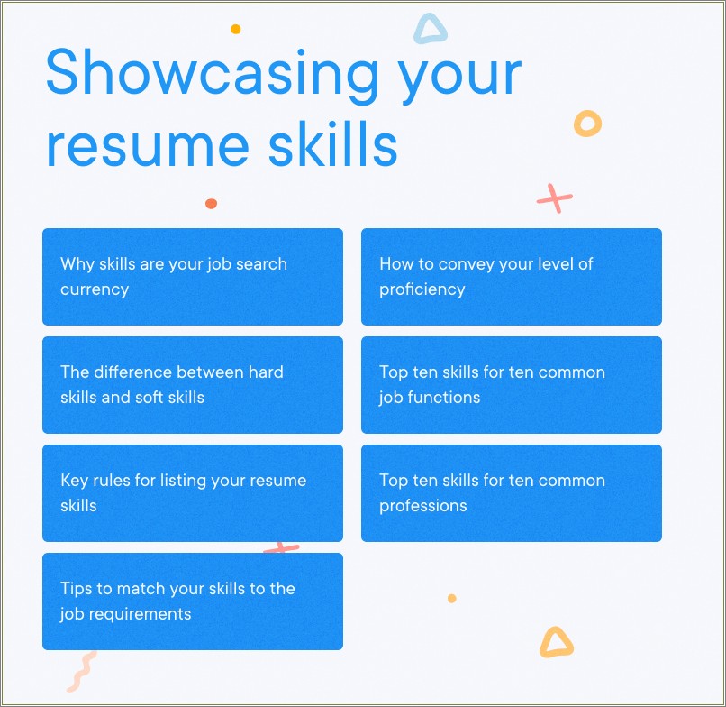 Set Of Skills To Put On Resume