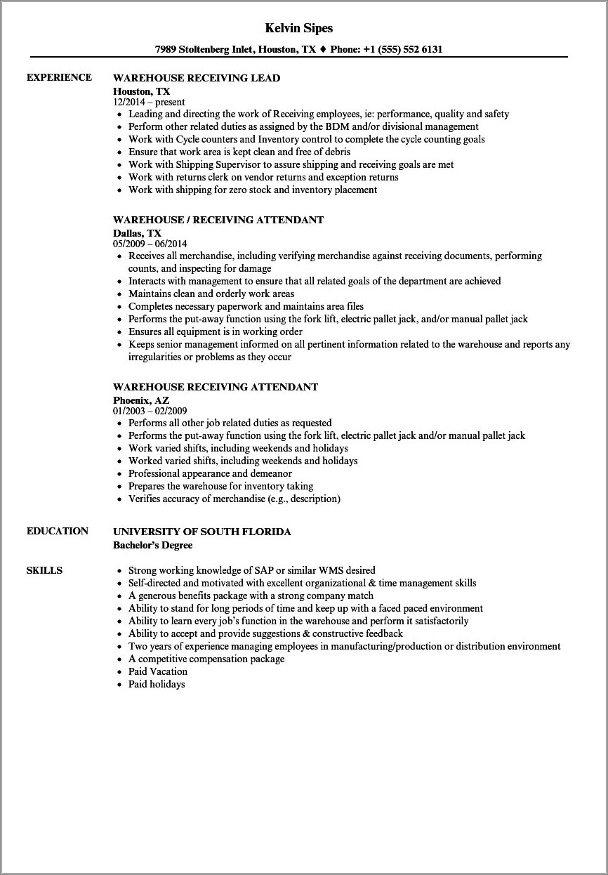 Shipping And Receiving Resume Accomplishments Examples For Resume