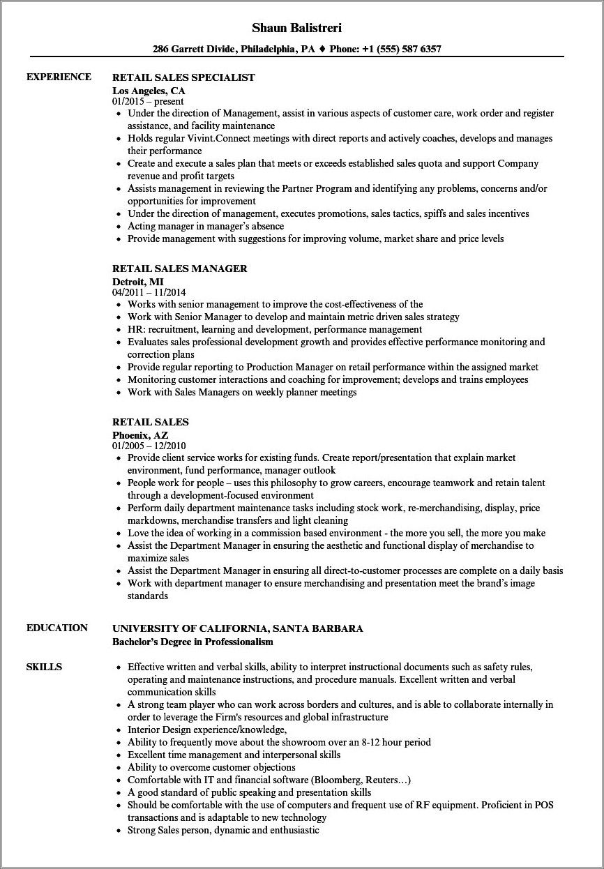 Shoes Sales Associate Job Description Resume