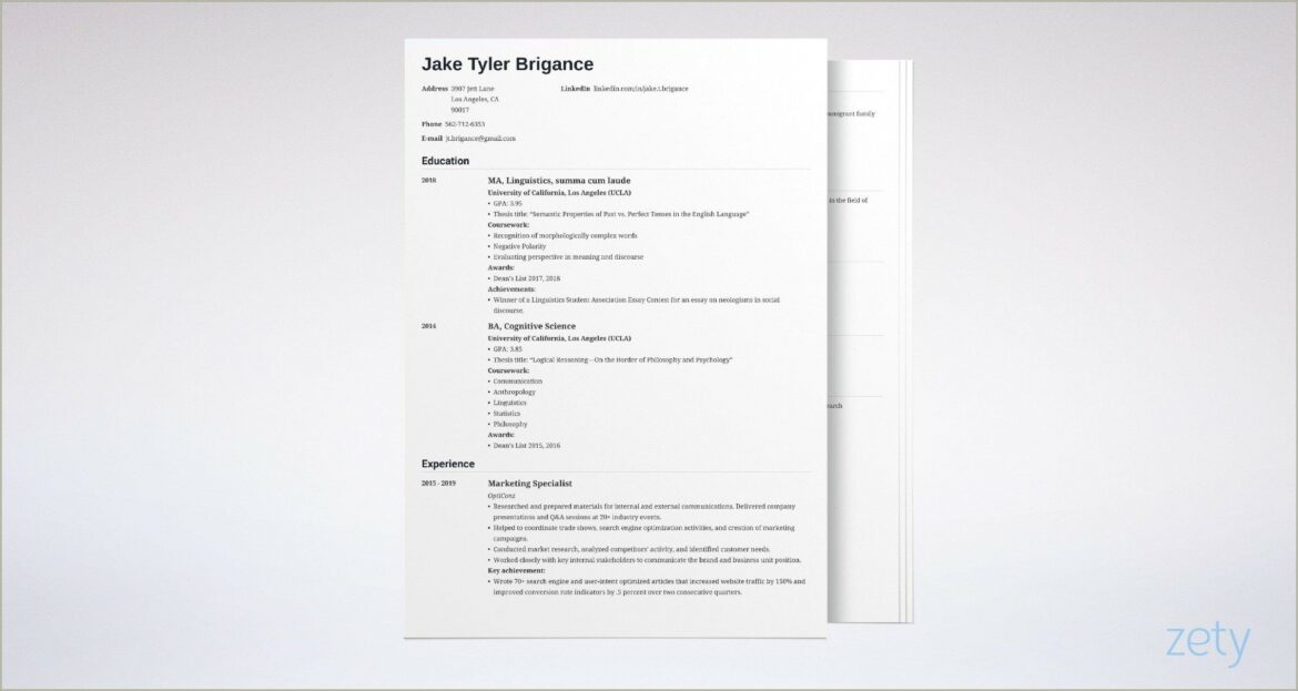 Shoudl Law School Aplication Resume Be One Page