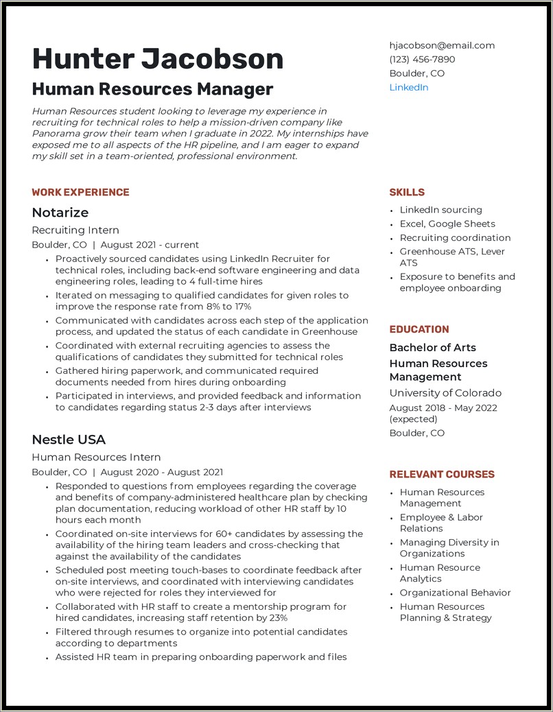 Should I Do A Resume Summary For Internship