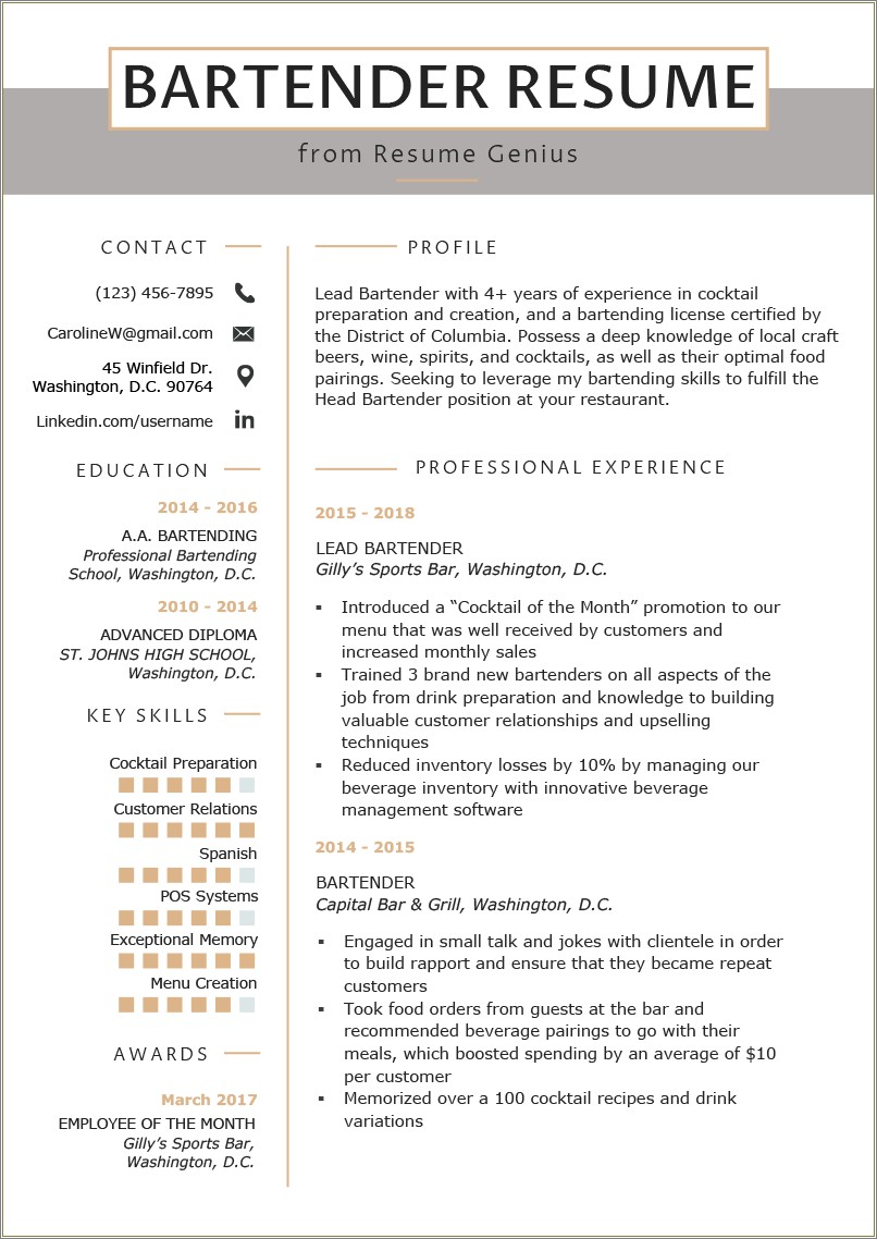 Should You Include Bartending School On Resume