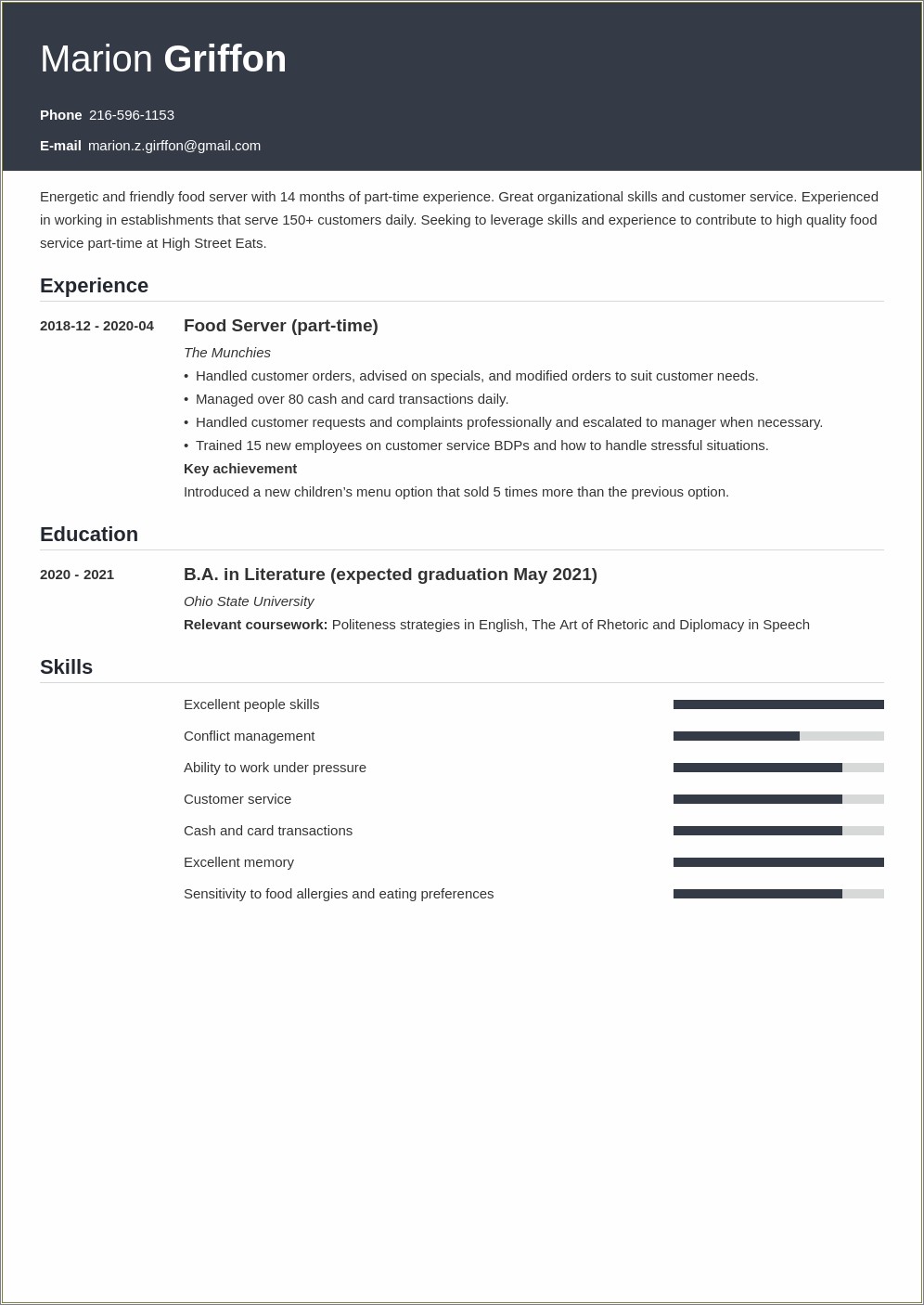 Should You Include Serving Jobs In School Resume