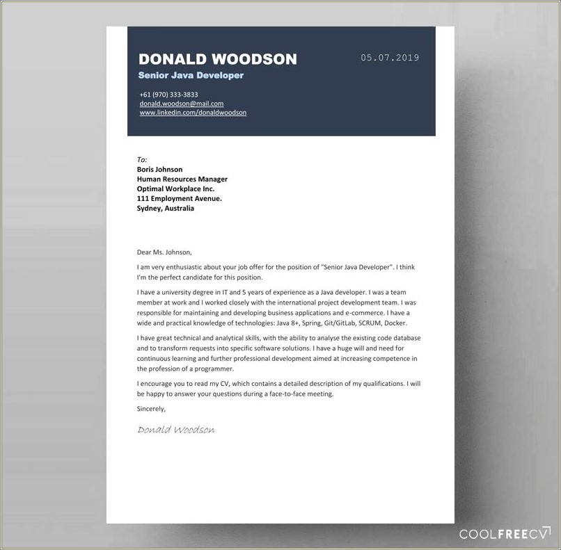 Show Example Of Cover Letter For Resume