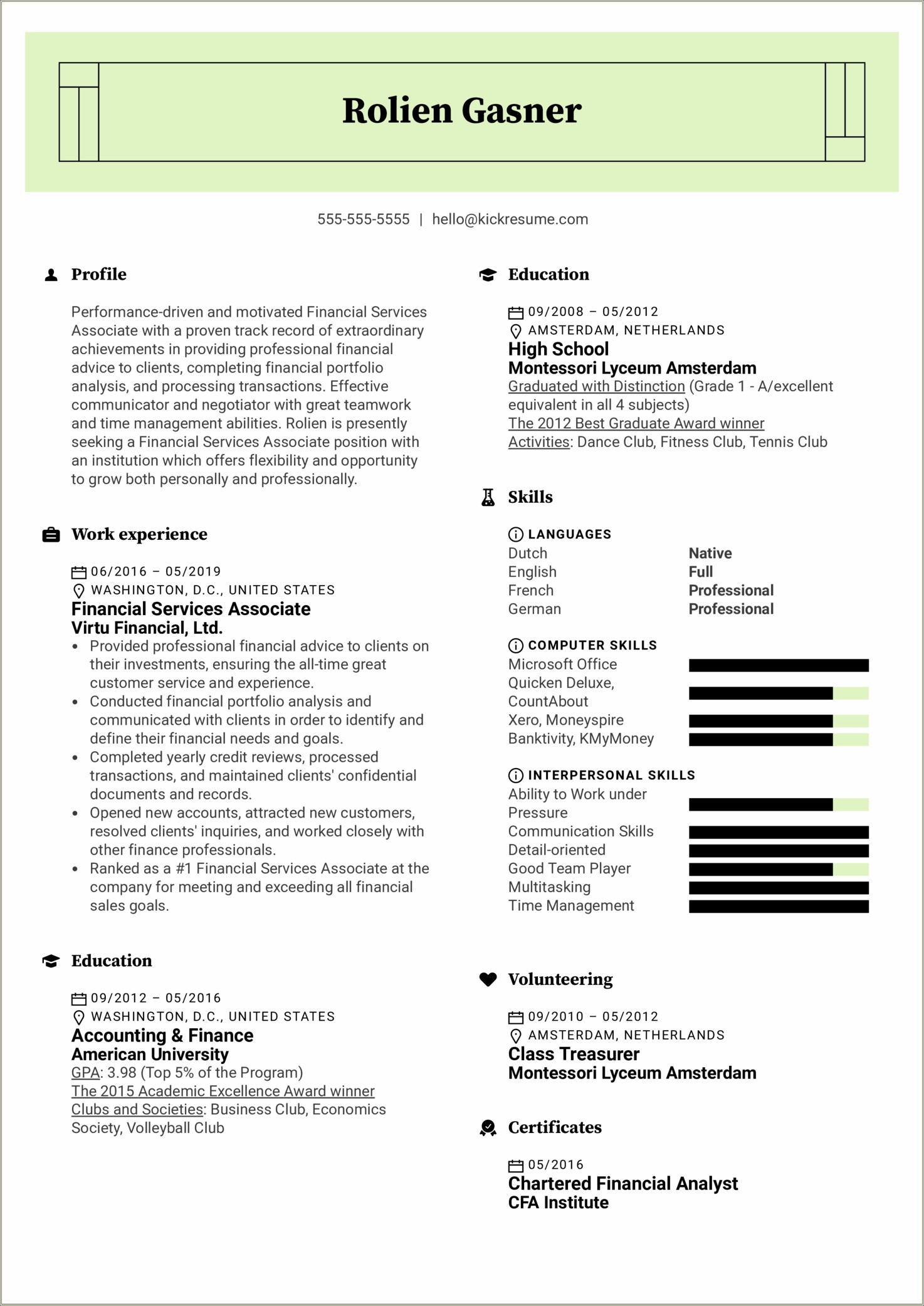 Show Financial Services Industry Experience In Resume