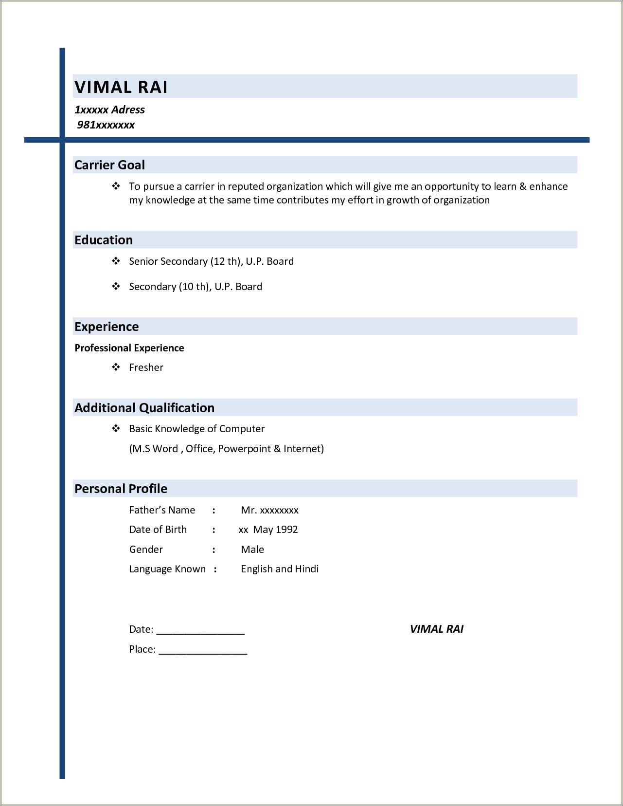 Show Me Example Of Simple Resume