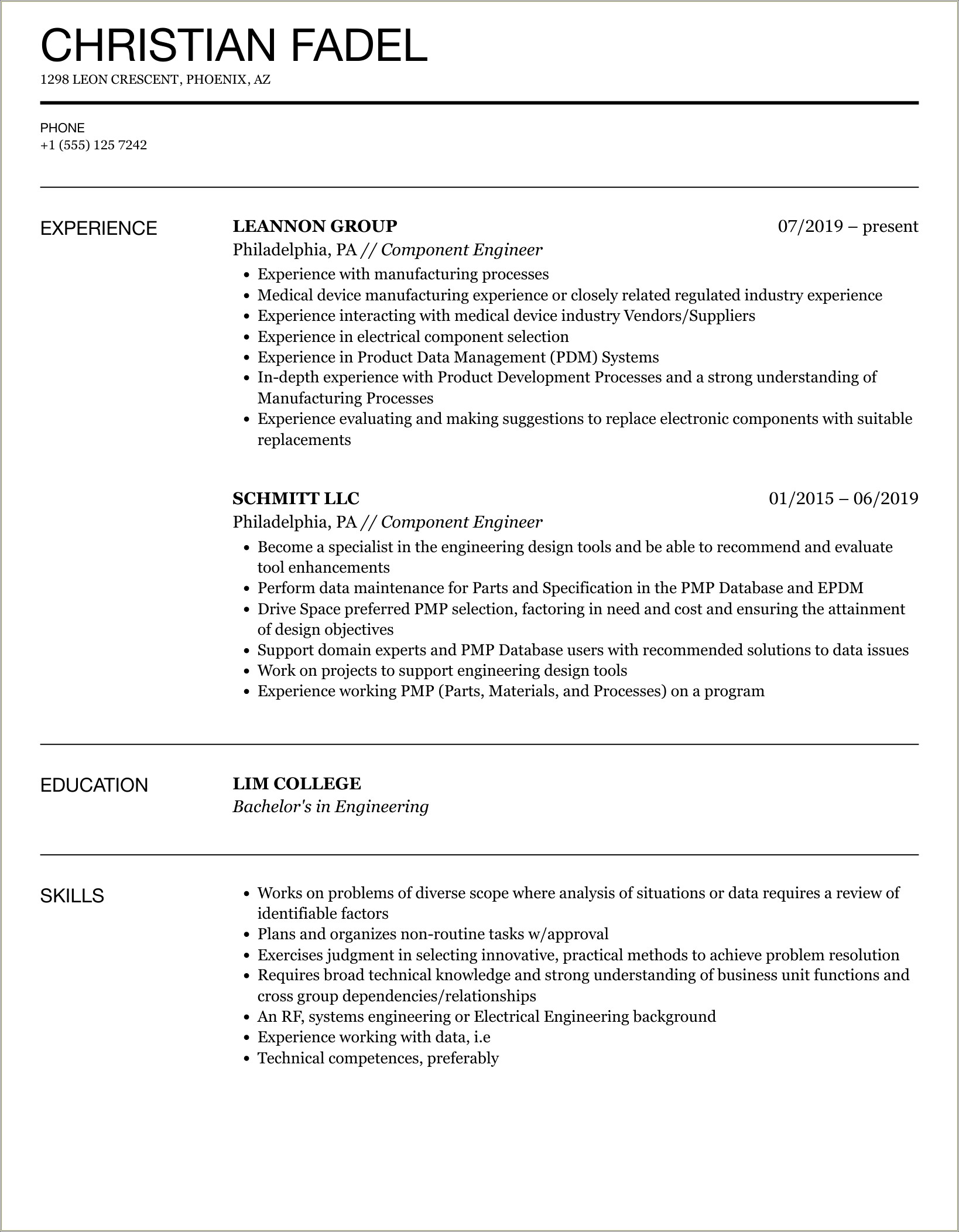 Silicon Valley Engineer Resume Template