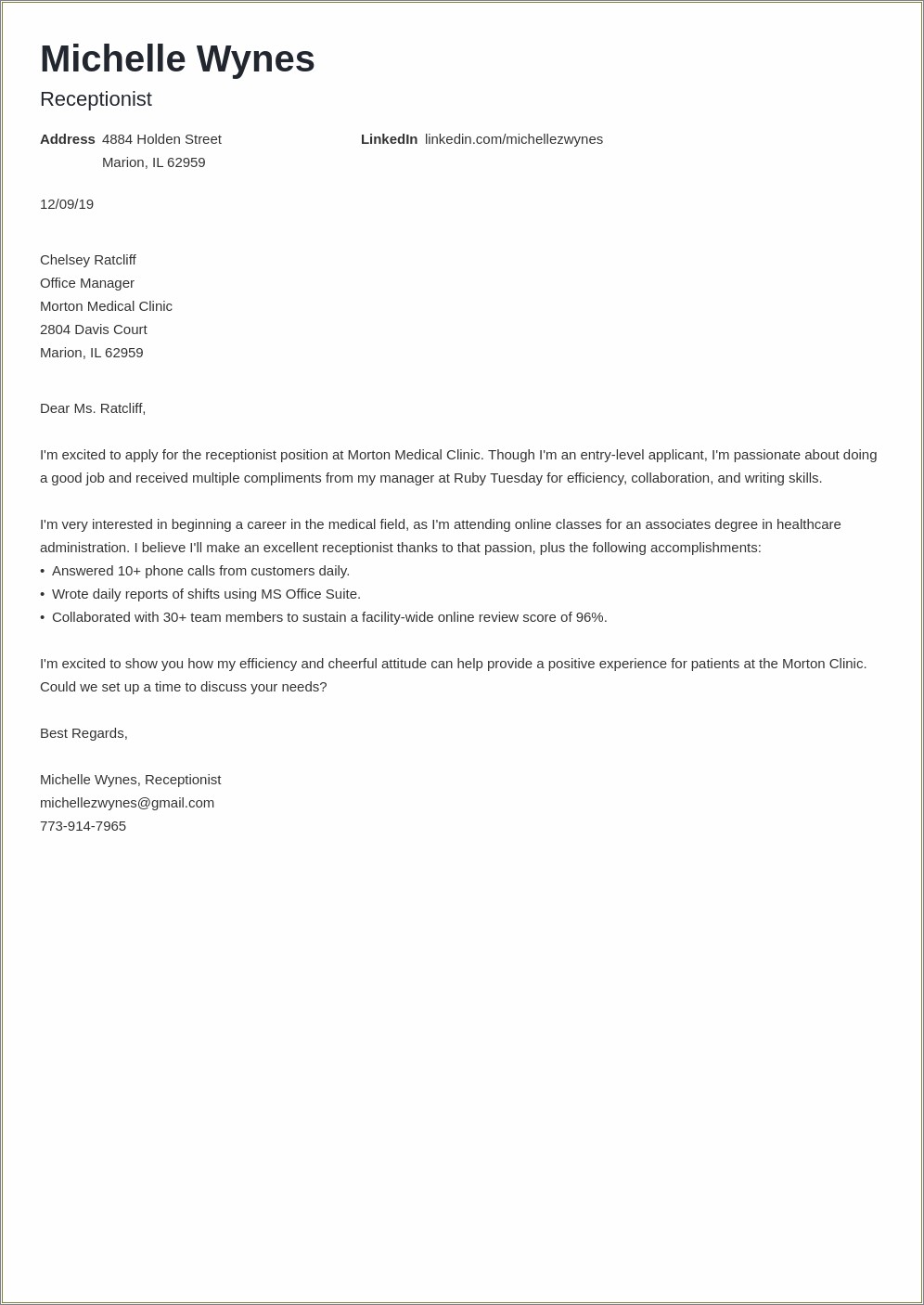 Simple Cover Letter For Email Resume