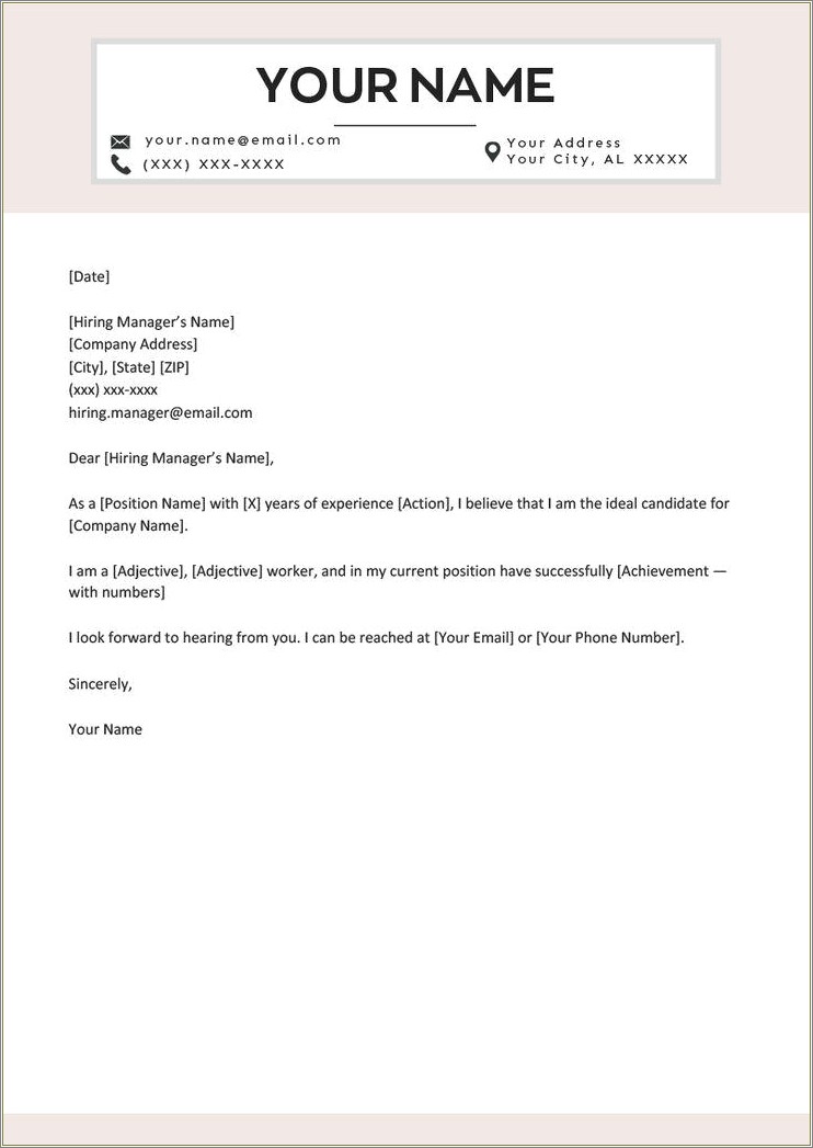 Simple Cover Letter For Resume Instructions