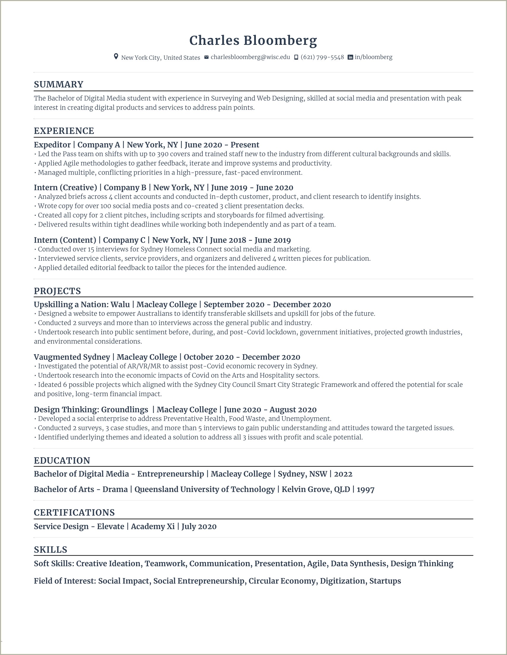 Simple Objective For Resume With No Experience