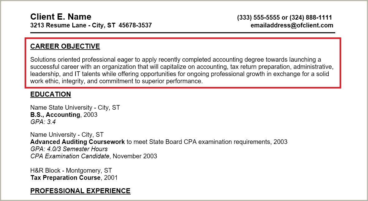 Simple Objectives To Say On A Resume
