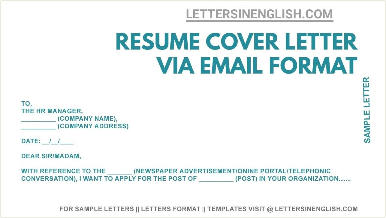 Simple Resume Cover Letter For Email