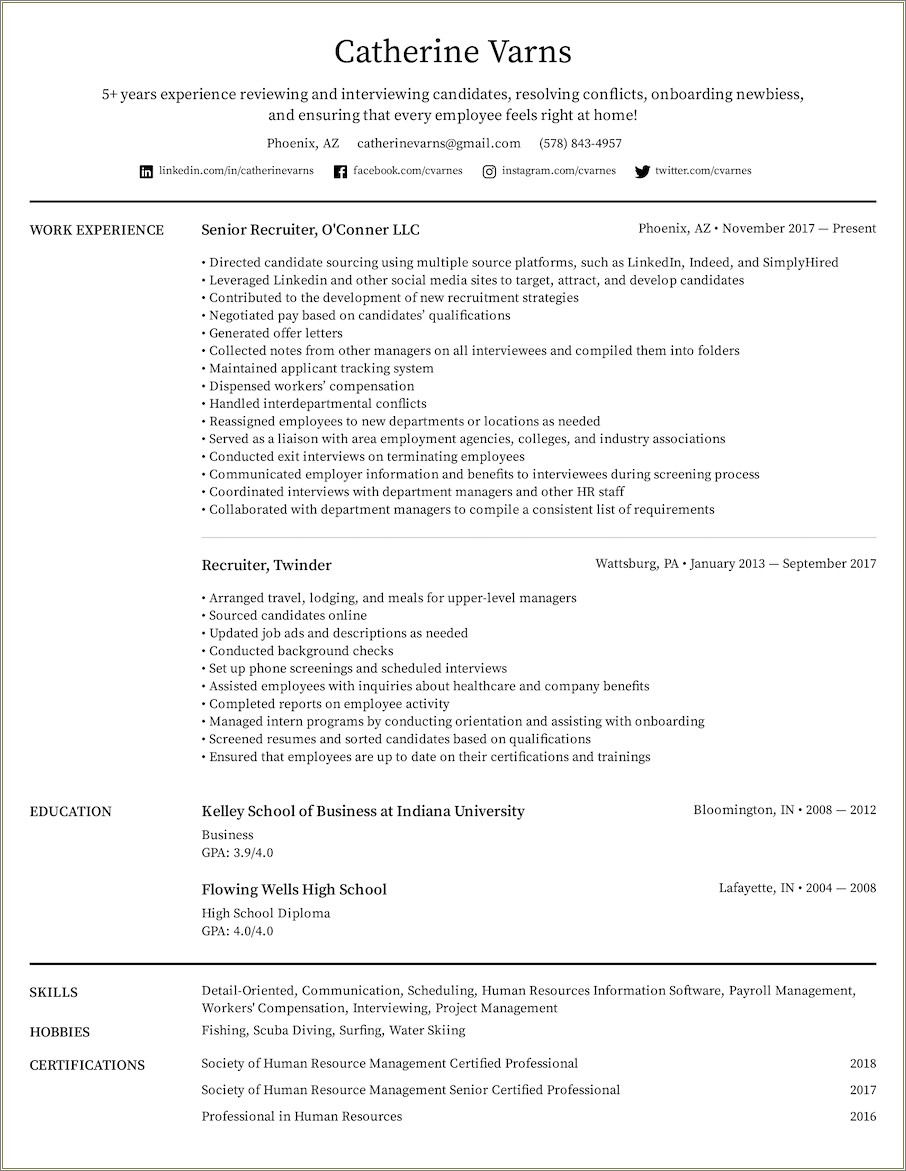 Simple Resume Example For Ell Students