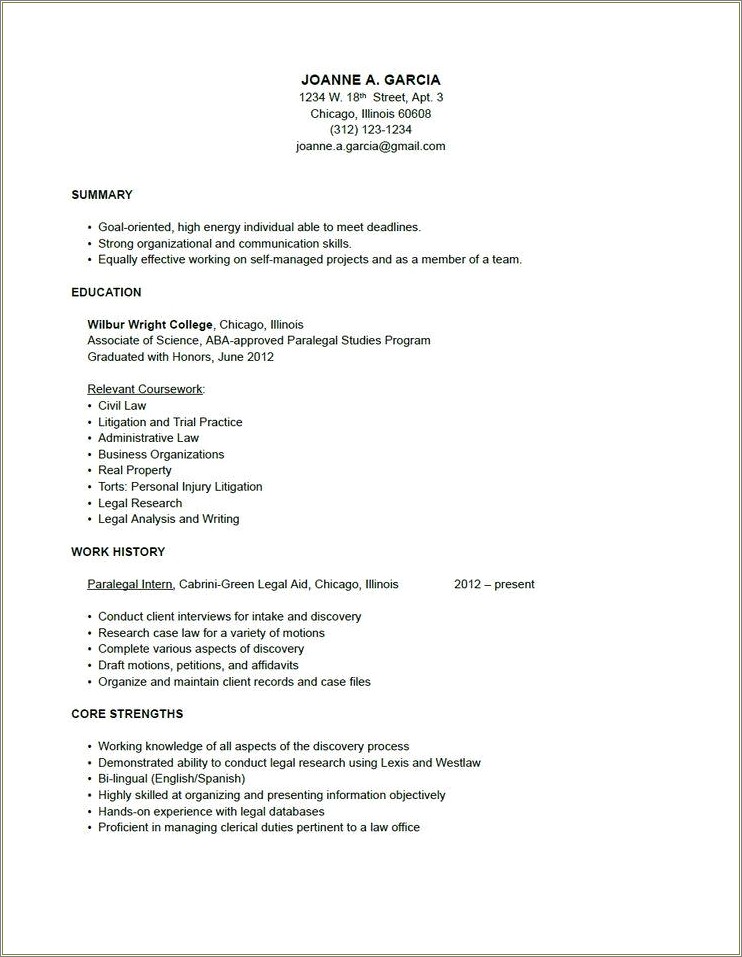 Simple Resume For Little Work Experience