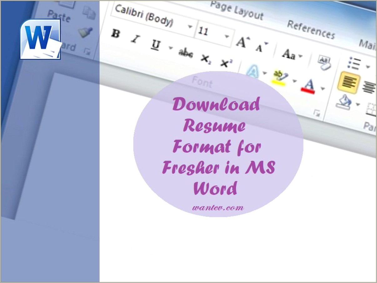 Simple Resume Format For Freshers In Ms Word