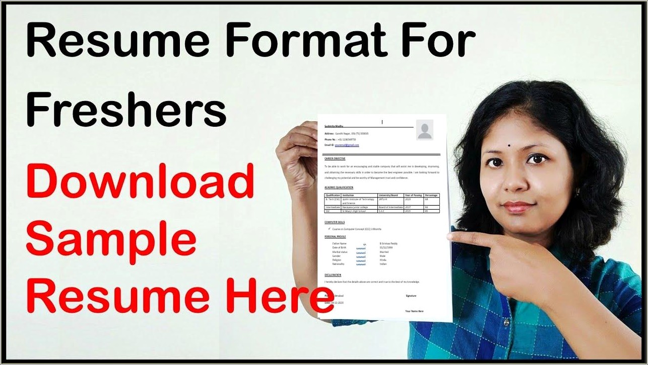 Simple Resume Format For Freshers Job