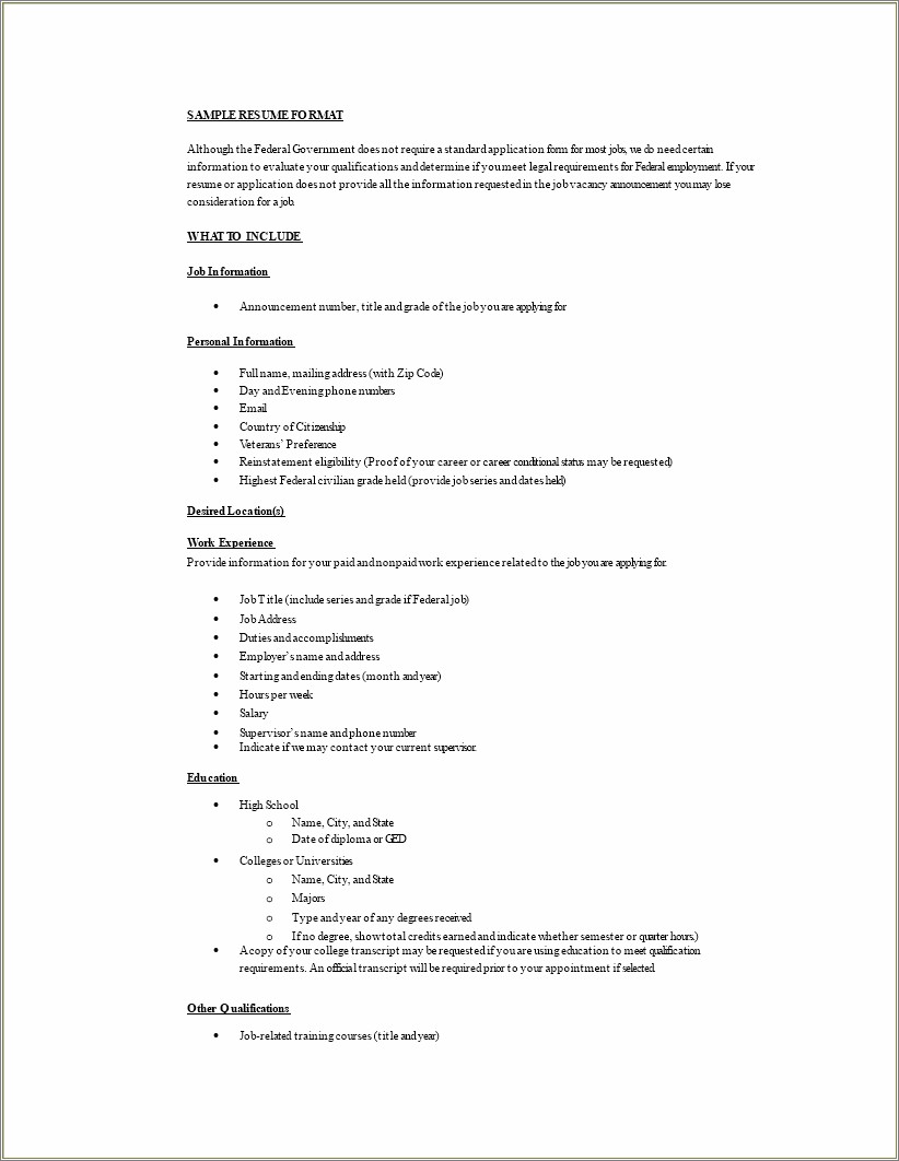 Simple Resume Format In Word Download