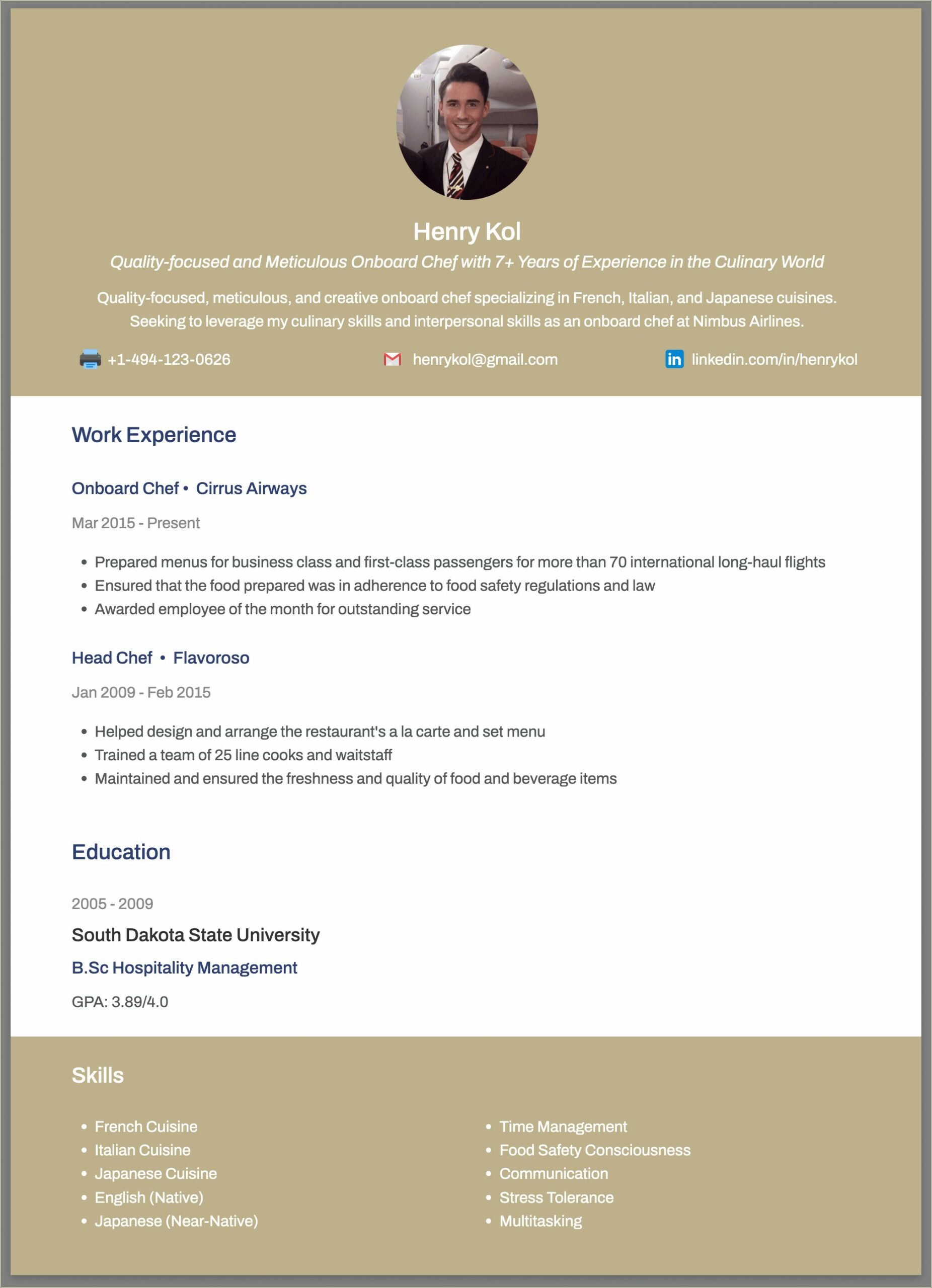 Simple Resume Samples For Fresher Air Hostess