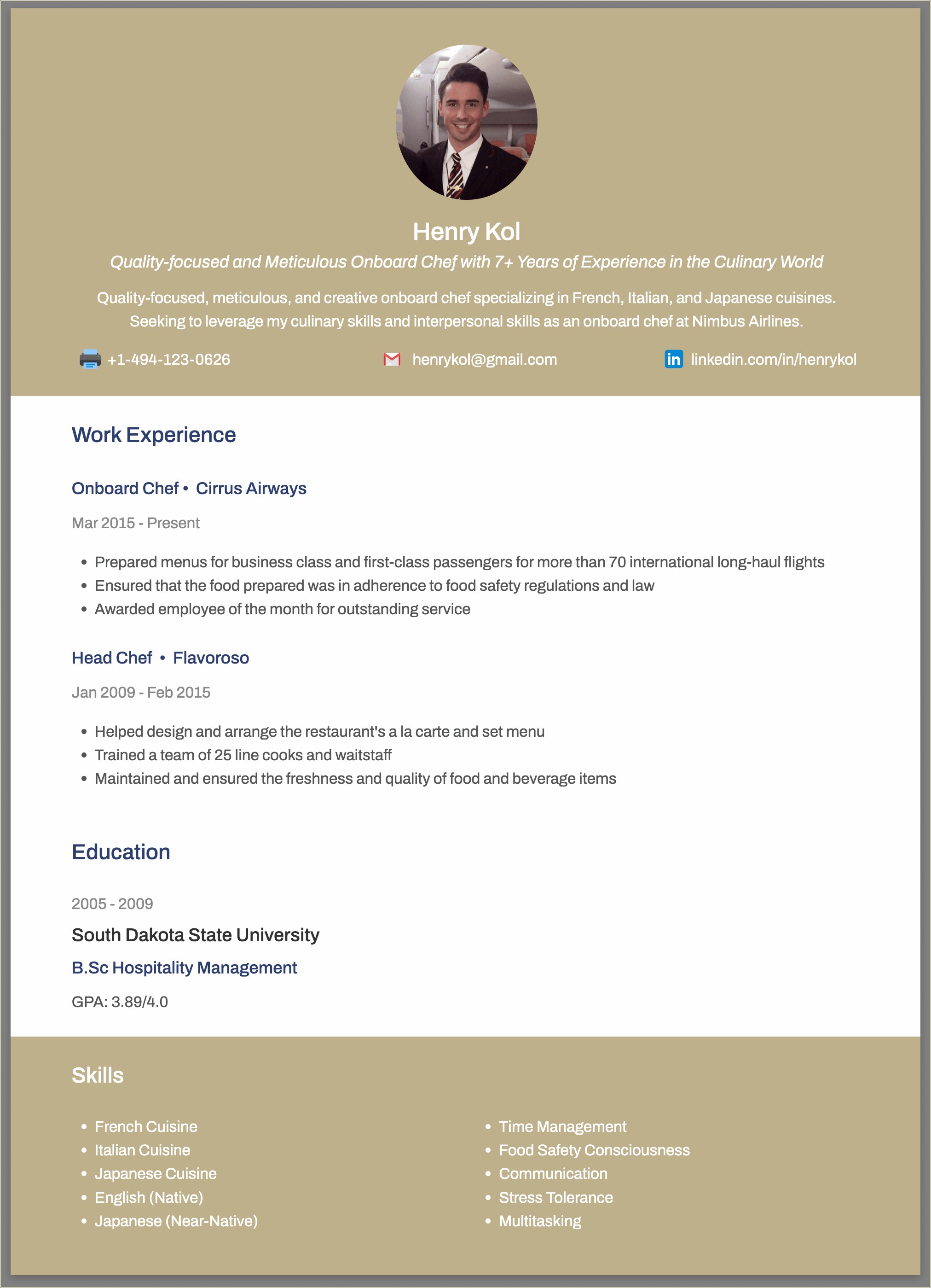 Simple Resume Samples For Fresher Air Hostess