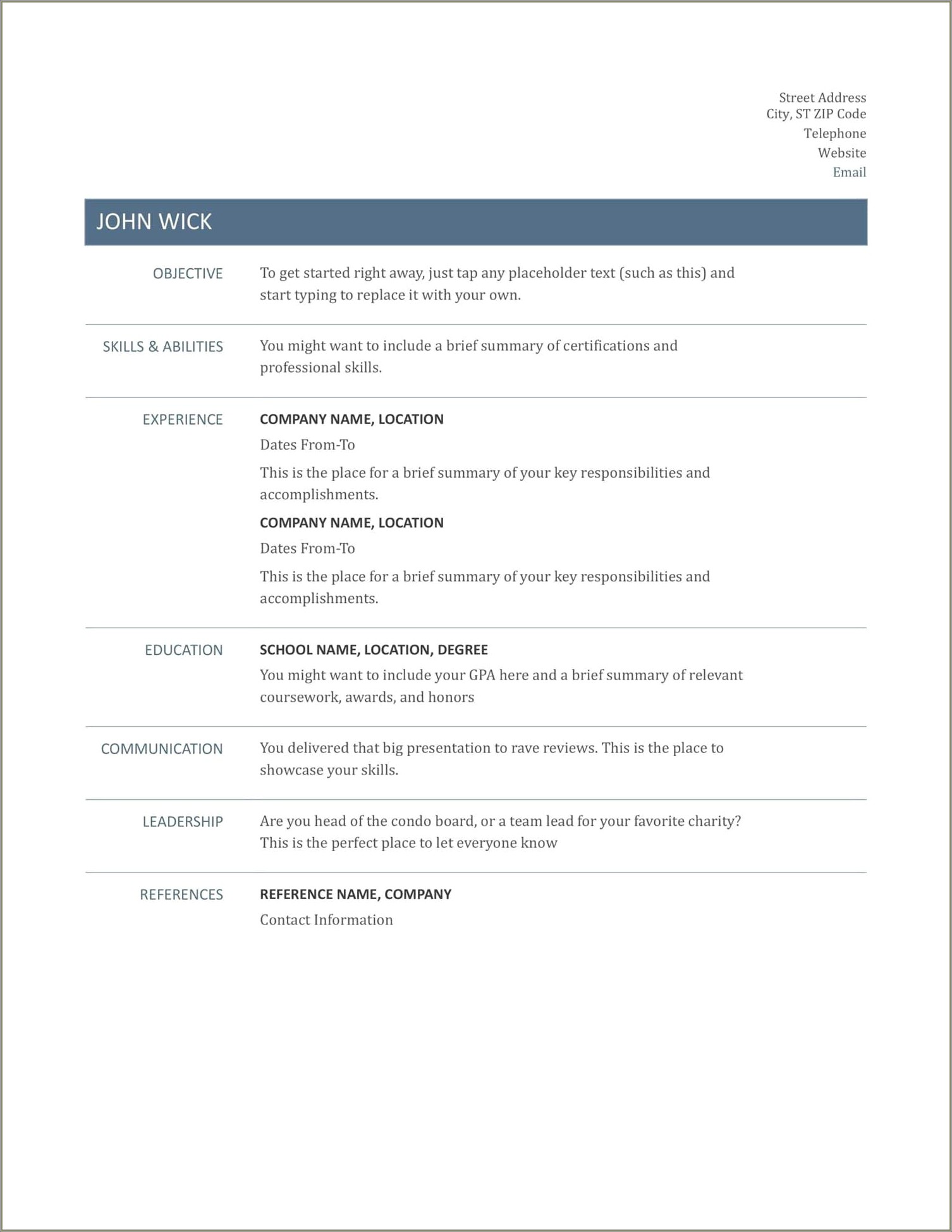 Simple Resume Template 10 Free Download